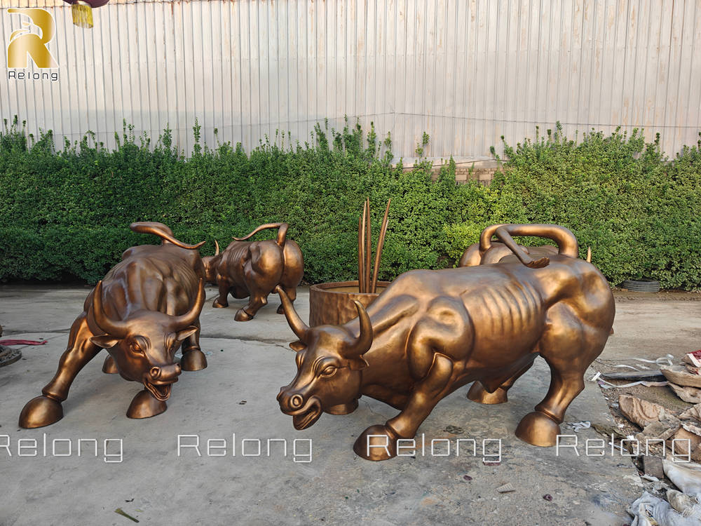 bronze bull sculptures