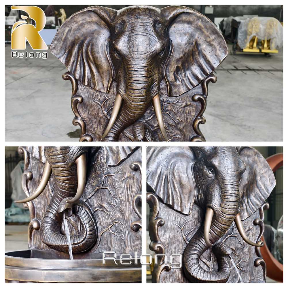 bronze elephant fountain detail