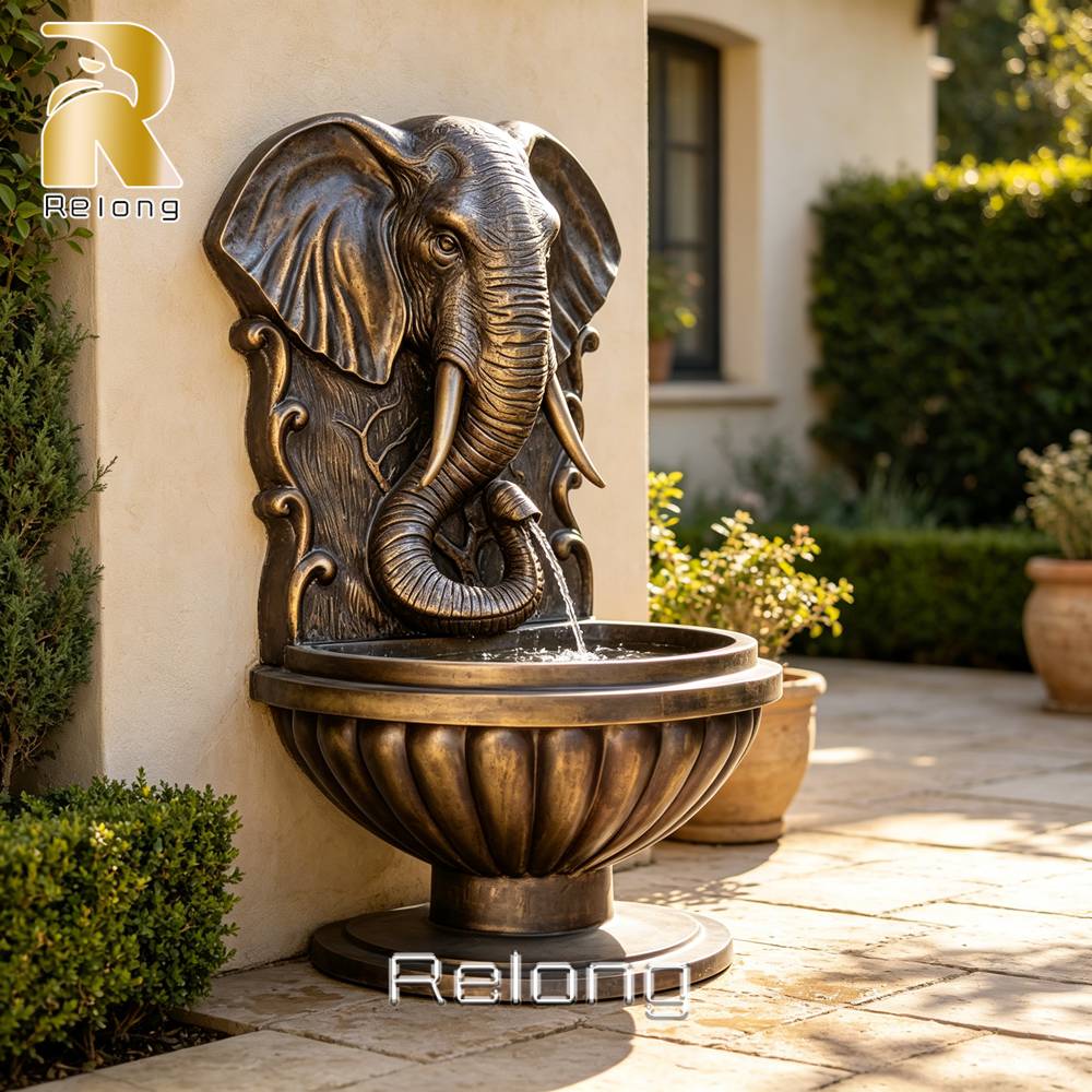 bronze elephant wall fountain garden