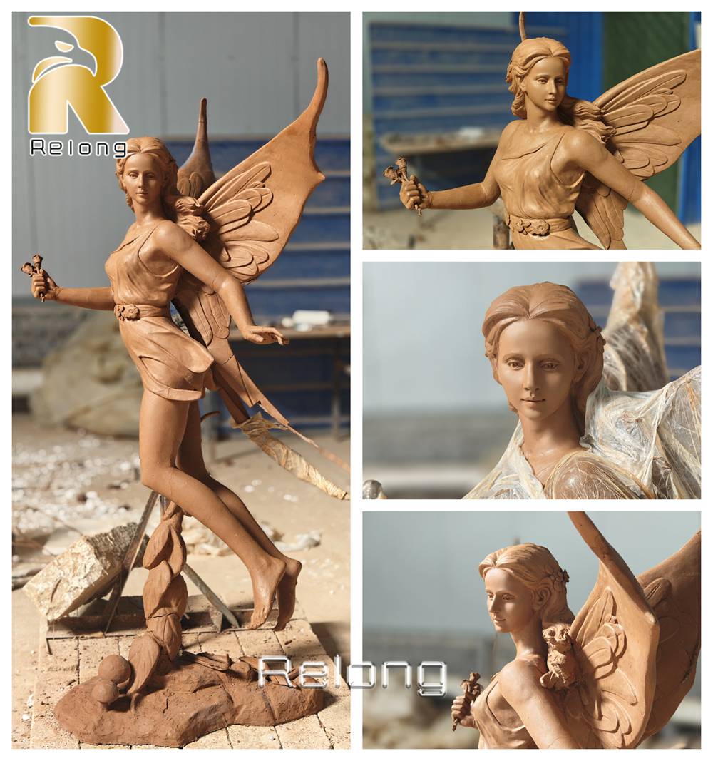 bronze fairy statue clay modeling