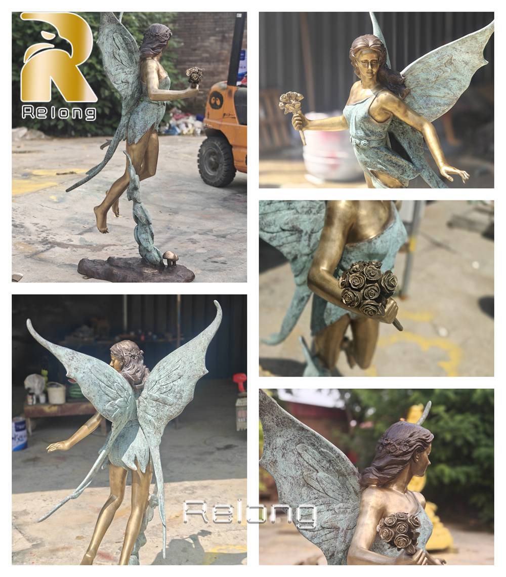 bronze fairy statue detail display