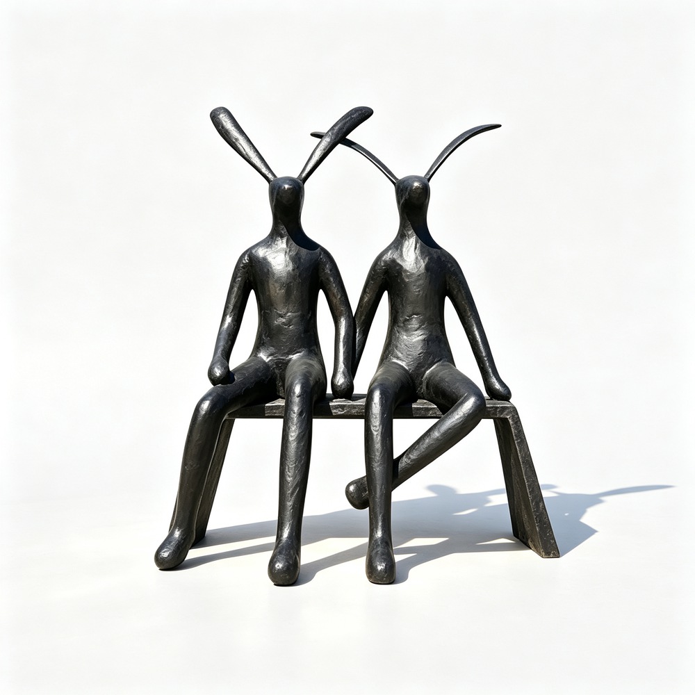 Bronze Hare Statue Pair for Outdoor Art RBOA-069