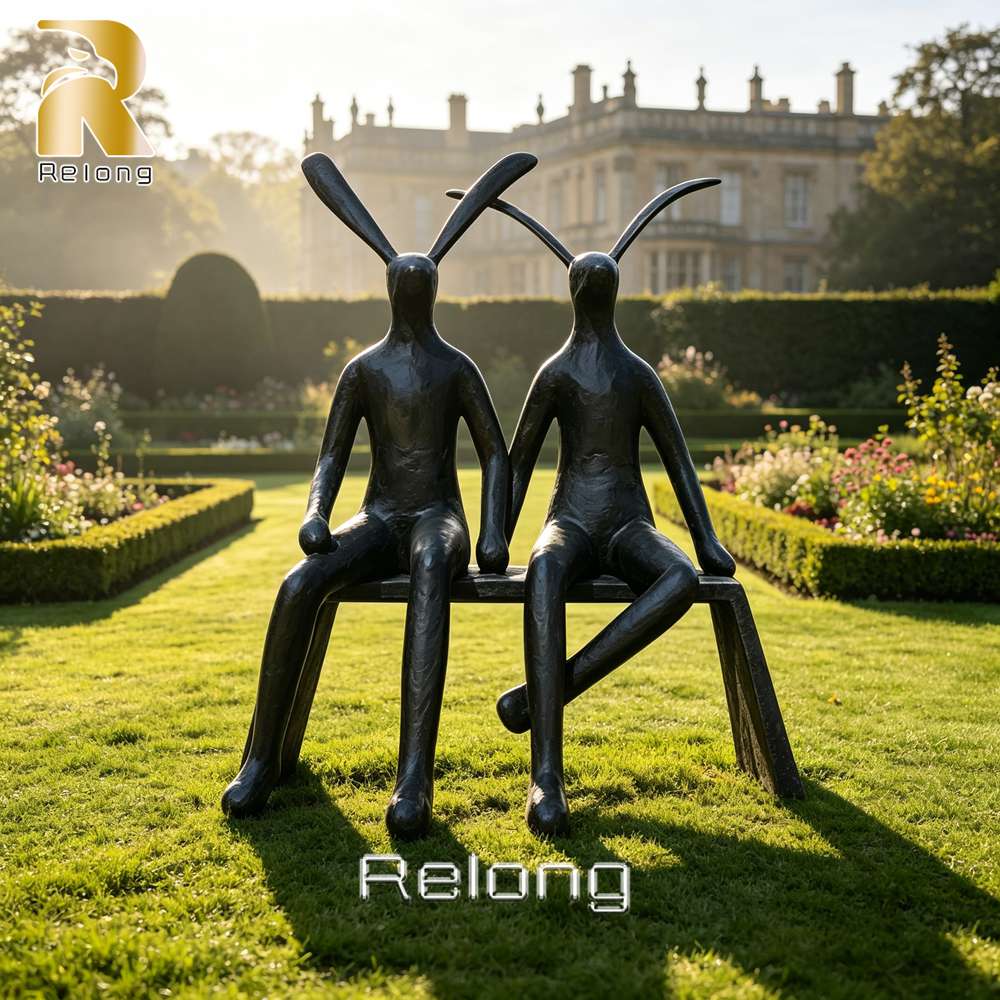 bronze hare statue garden