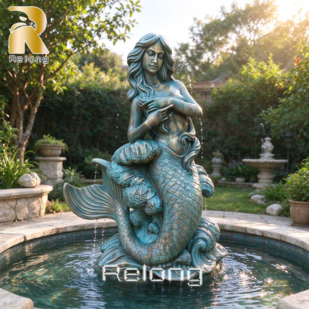 bronze mermaid garden sculpture