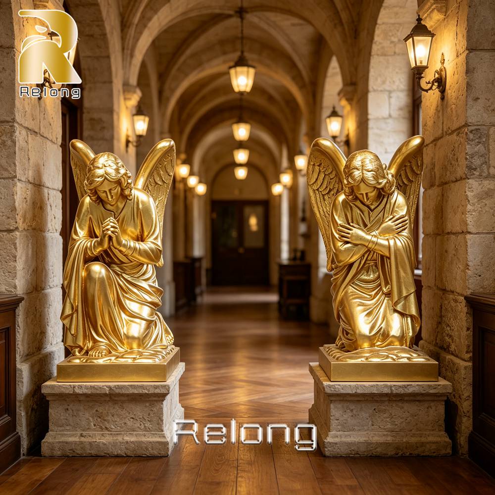 bronze praying angel statue