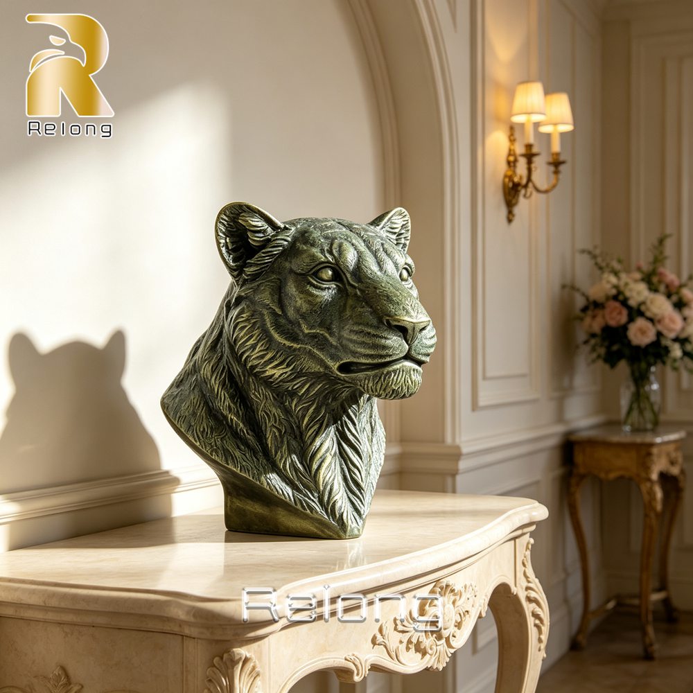 bronze tiger bust sculpture