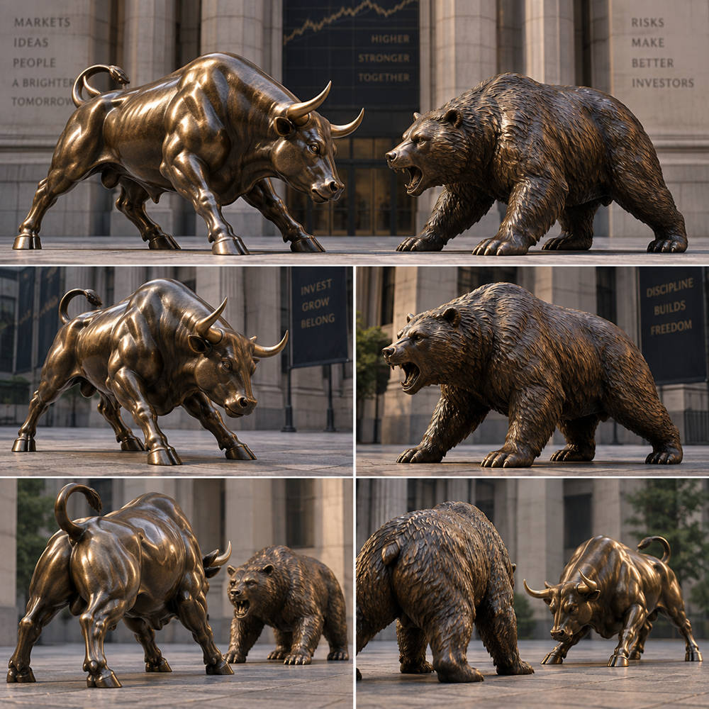 bull and bear sculpture details