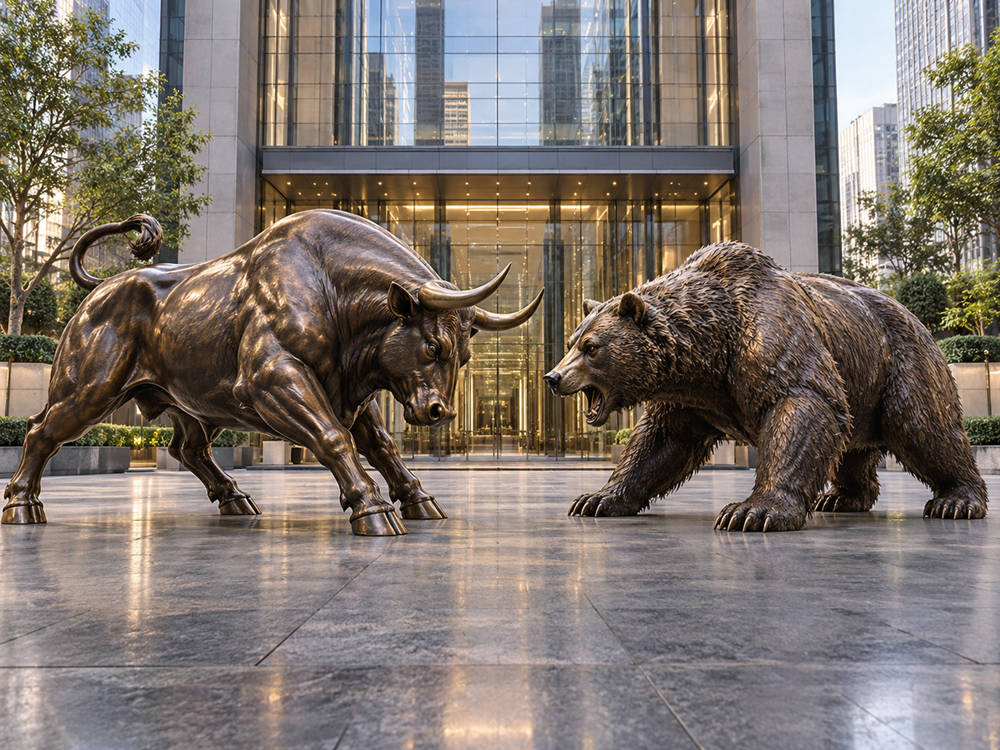 bull and bear sculpture for outdoor decor