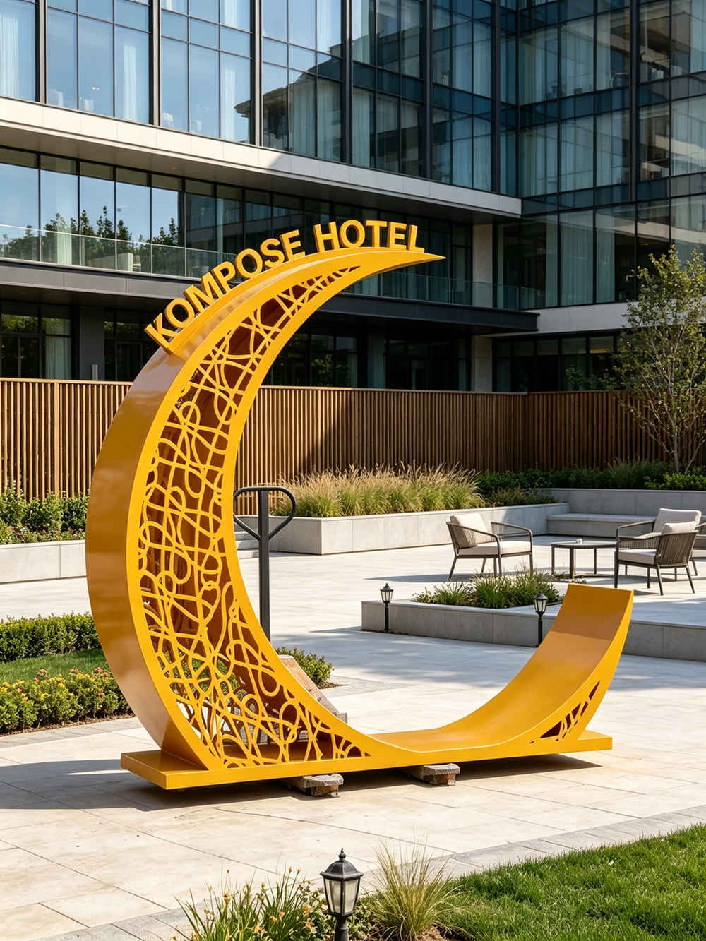 custom stainless steel sculpture collection installed for an Orlando luxury hotel