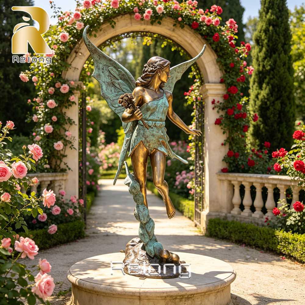 elegant bronze fairy sculpture