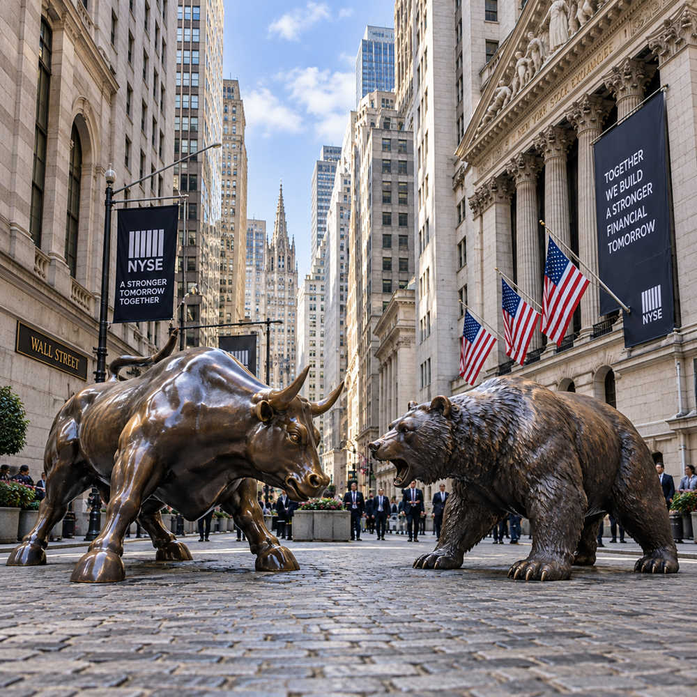 Bronze Bull and Bear Sculpture for Wall Street Decor RBBS-015