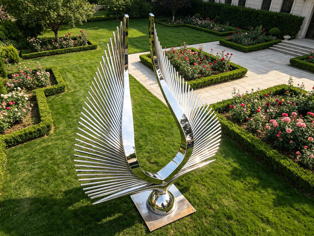 custom stainless steel sculpture for a hotel or commercial project