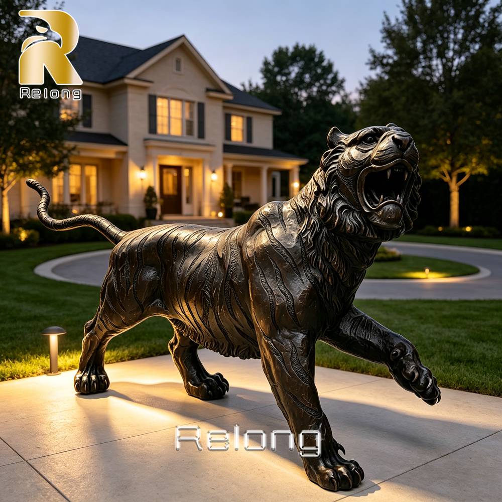 life size black tiger statue