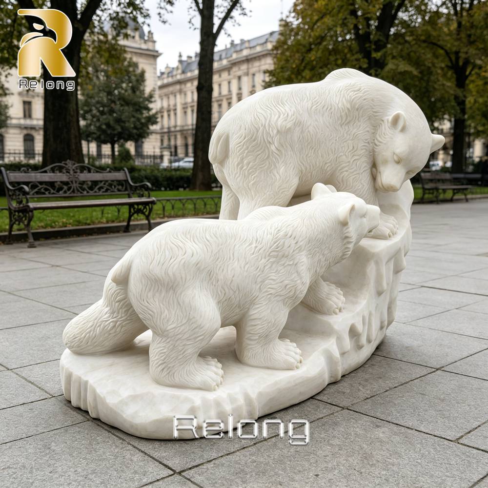marble polar bear sculpture outdoor