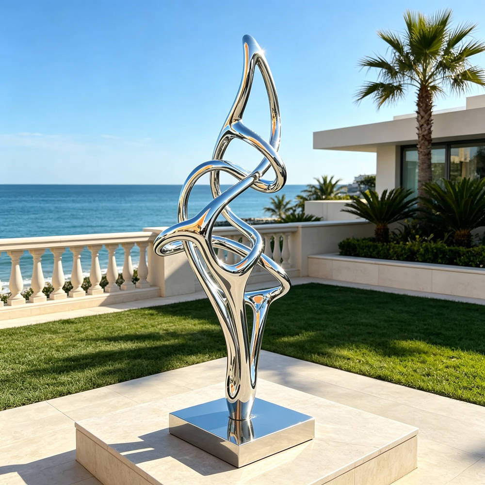 Mirror Polished Metal Knot Sculpture for Outdoor Garden Decor RMAS-030