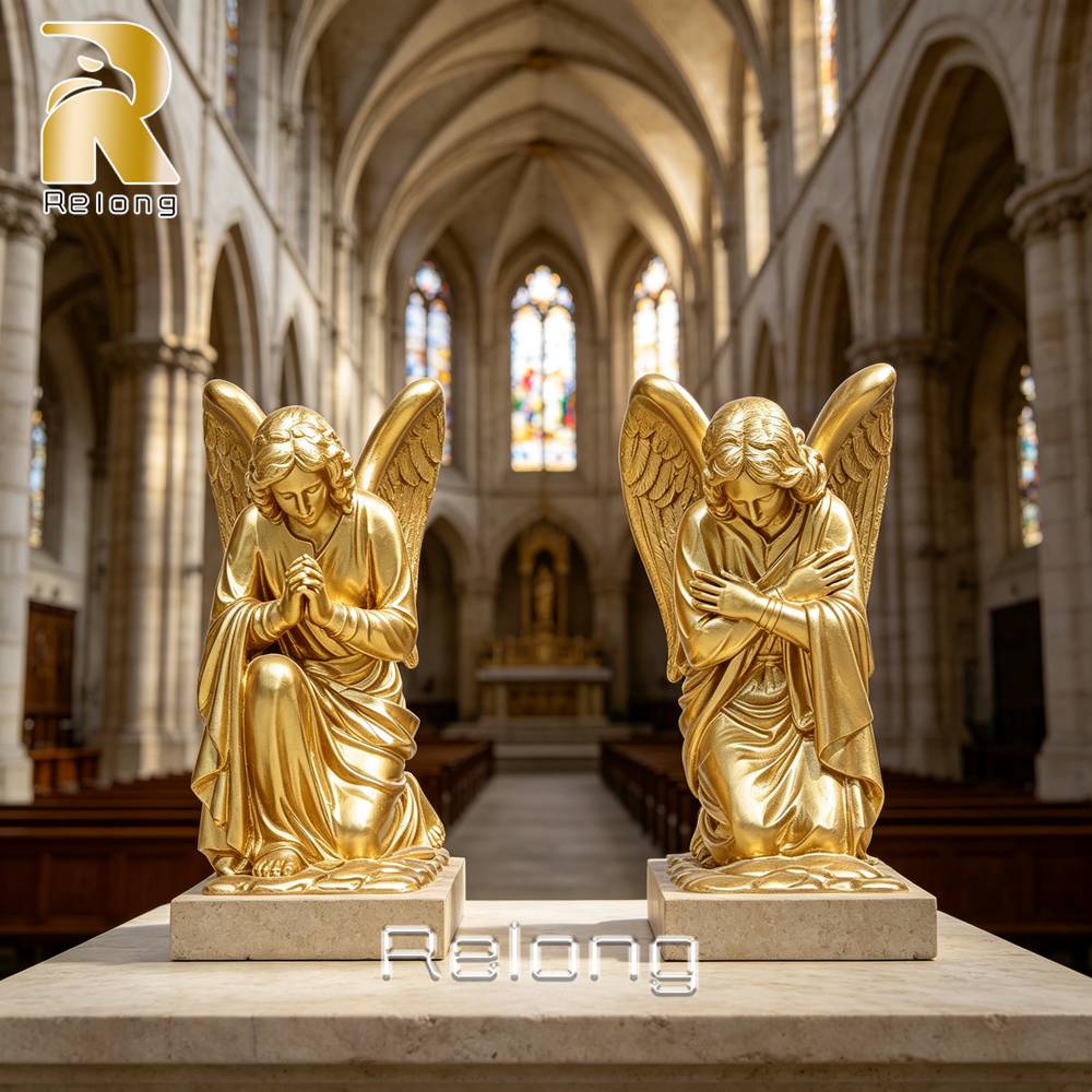 praying angel statue front view