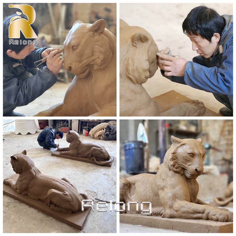 princeton tiger statue clay model