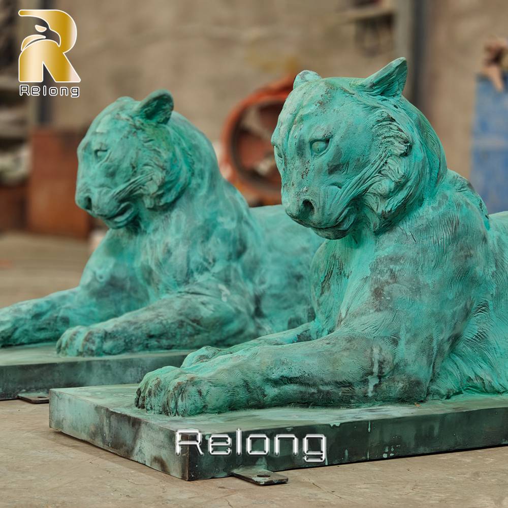 princeton tiger statue verdigris patina