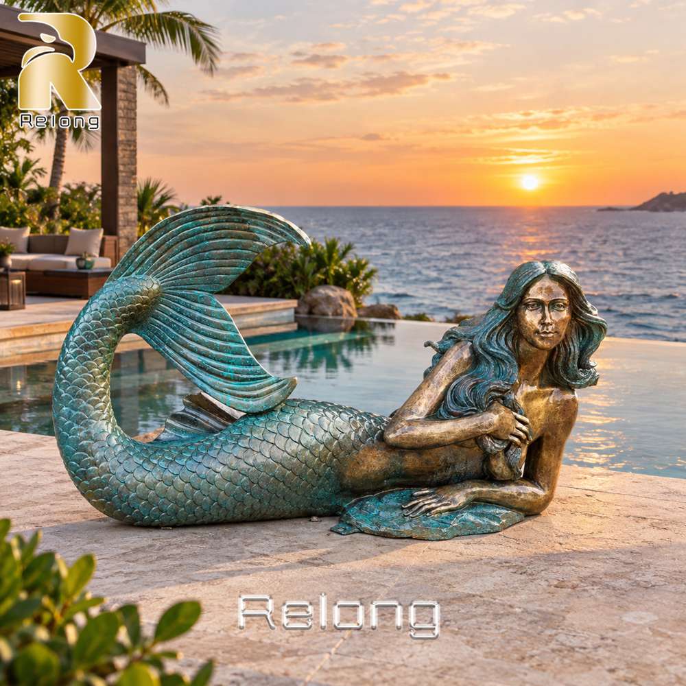 reclining mermaid statue for seaside garden