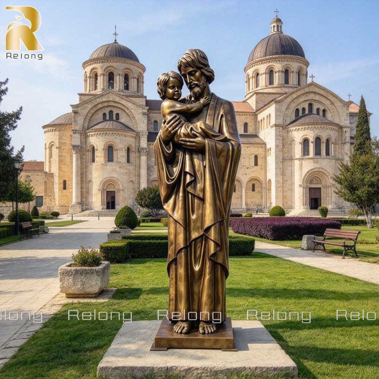 Bronze st joseph and baby jesus statue