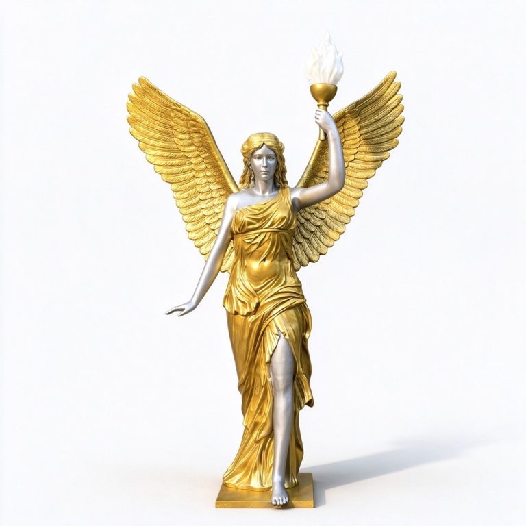 bronze angel with torch statue for sale