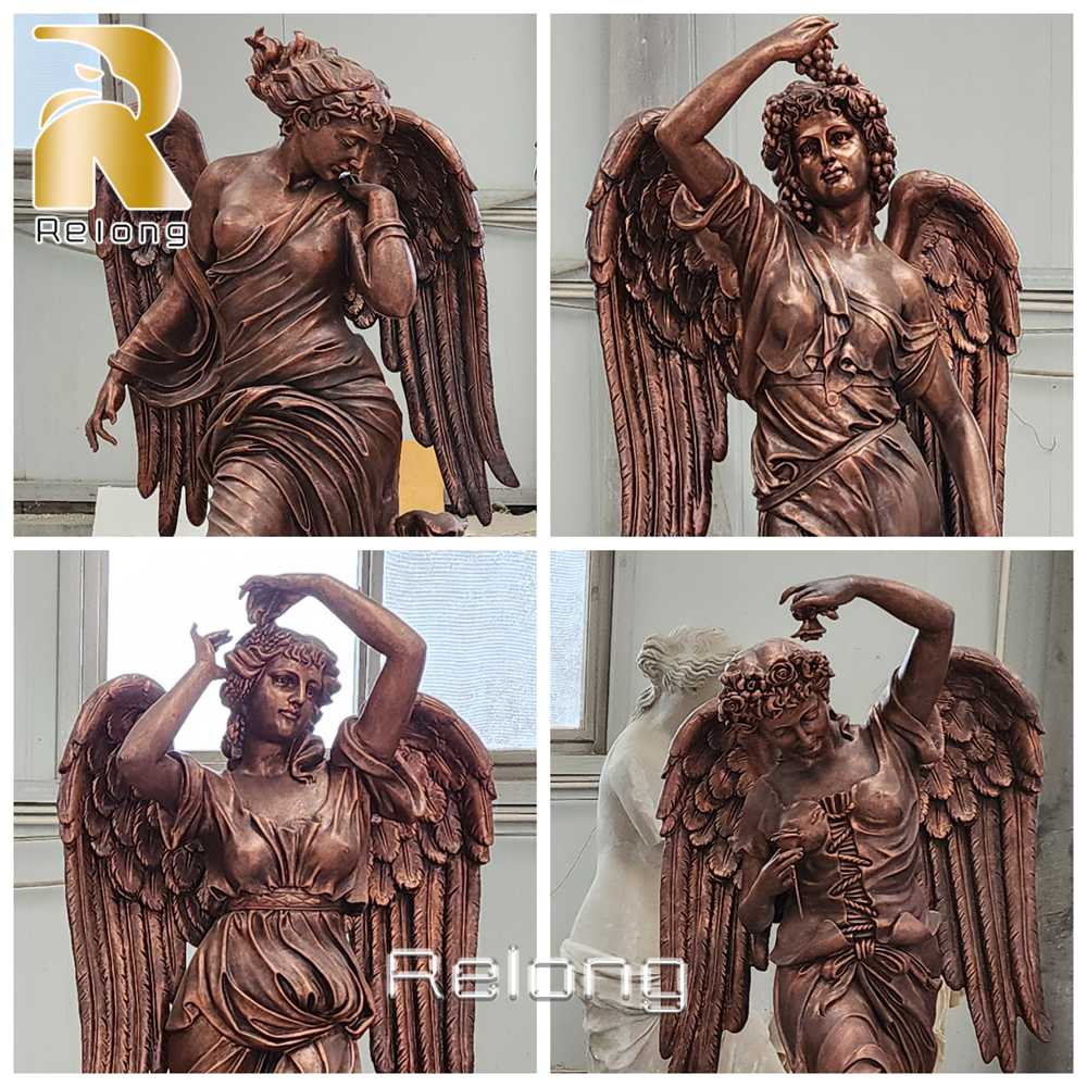 bronze four seasons angel statues face details