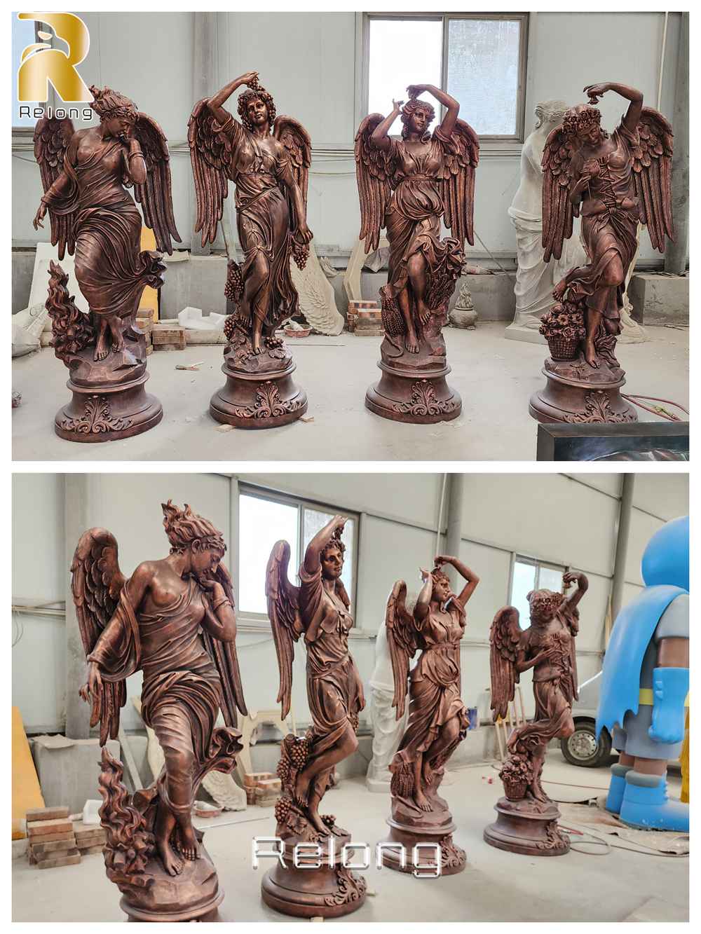 bronze four seasons angel statues factory