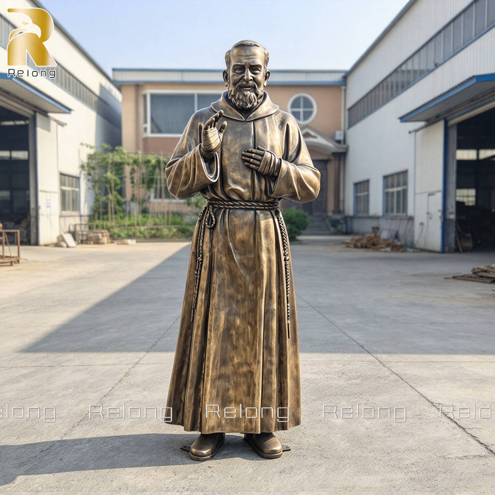 finished bronze Padre Pio Statue at Relong Foundry (1)