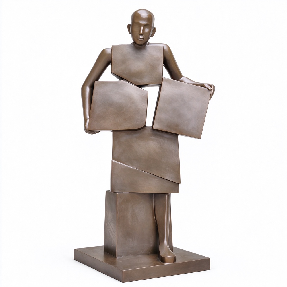 Geometric Bronze Man Sculpture for Modern Interiors RBAS-008