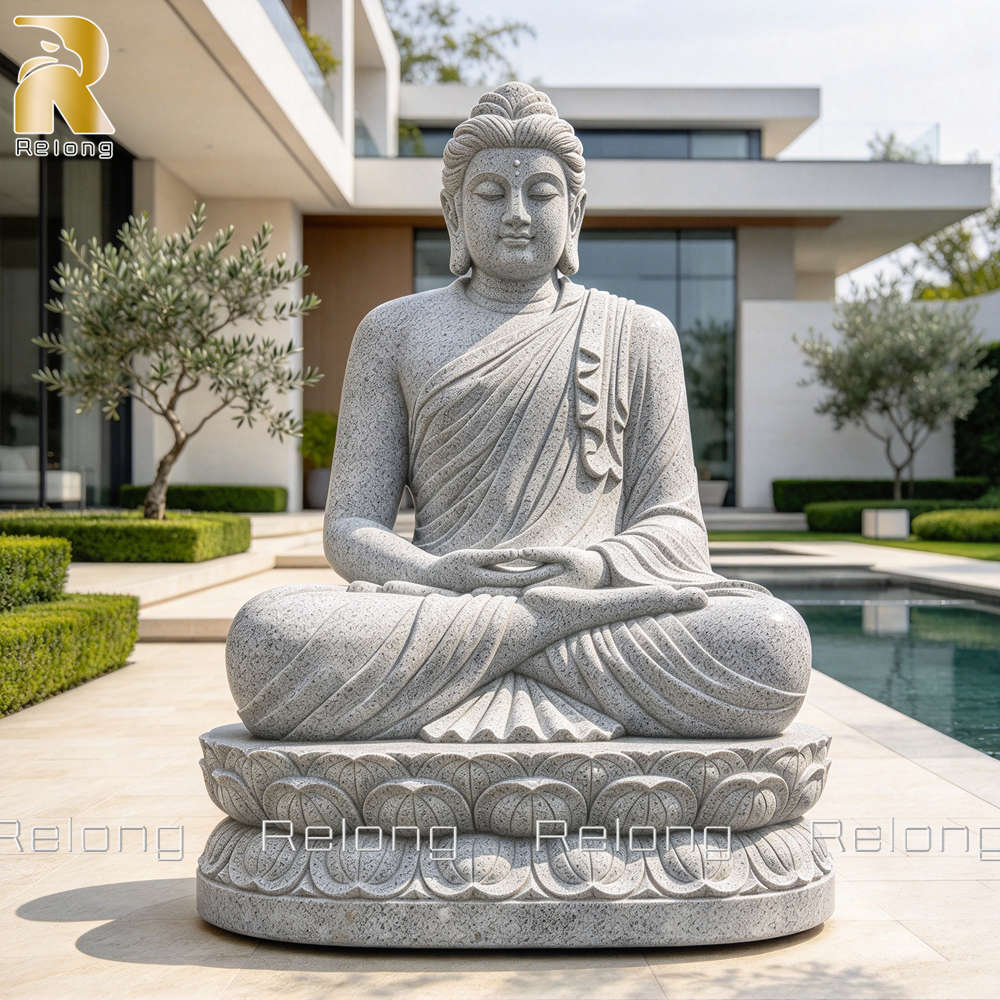 granite buddha staute for outdoor decor