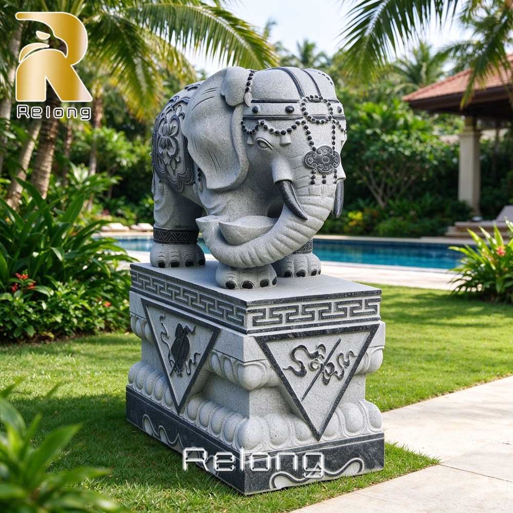 granite elephant sculpture lawn