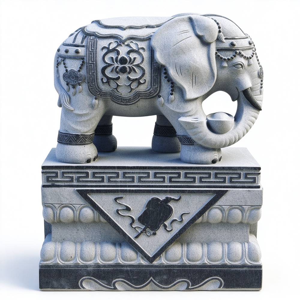 Granite Elephant Statue with Ingot RMES-010