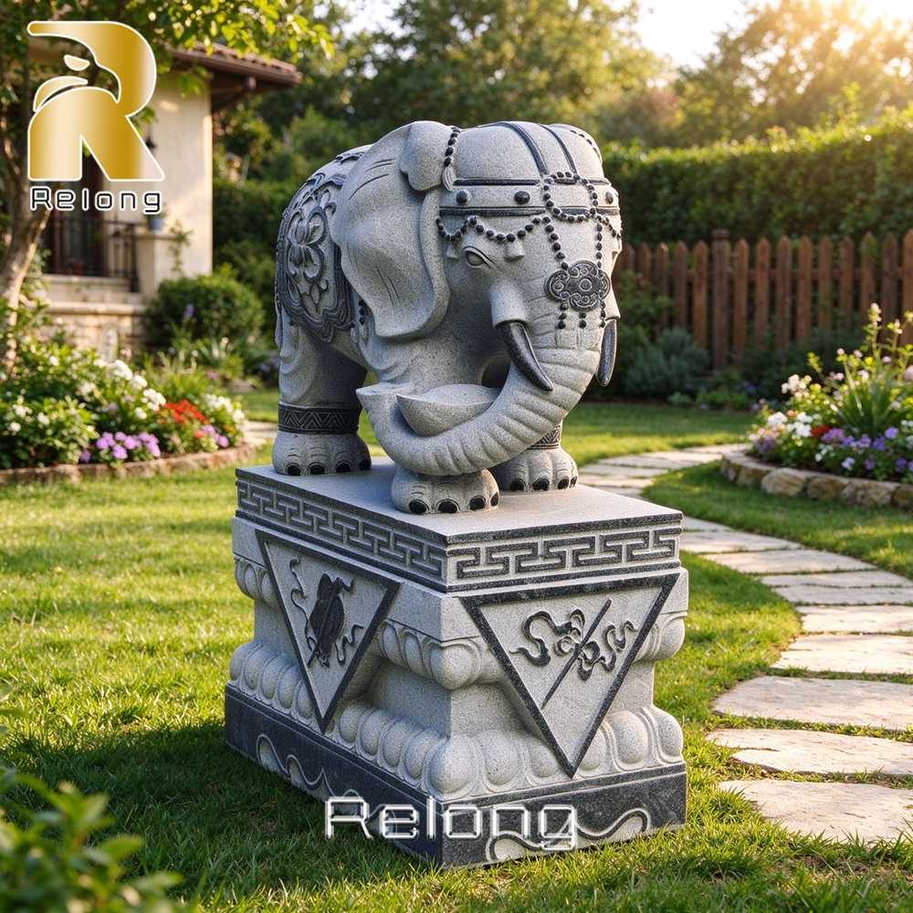 granite elephant statue garden