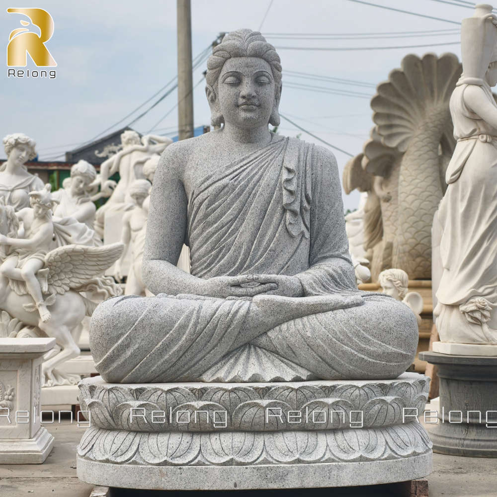 hand carved granite buddha statue