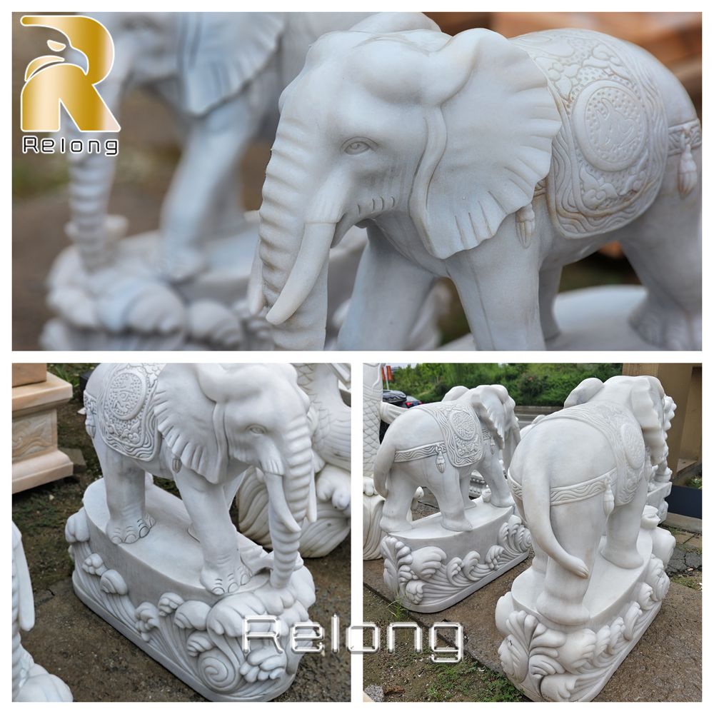 marble elephant sculpture carving details
