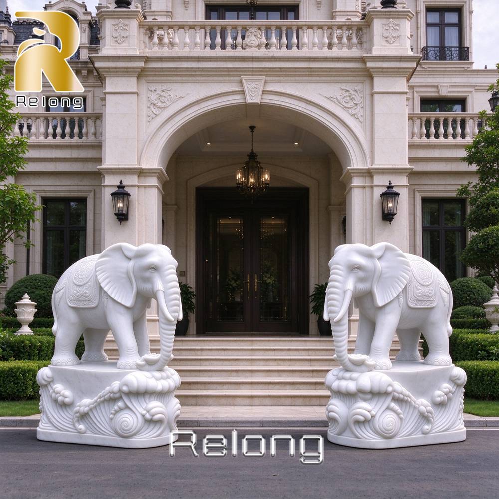 marble elephant sculpture villa entrance