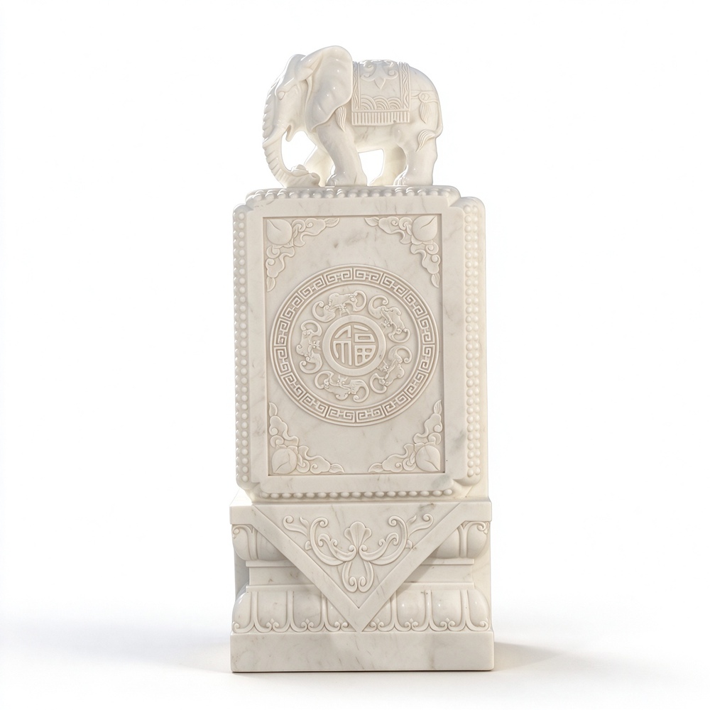 White Marble Stone Elephant Statue for Garden RMES-009