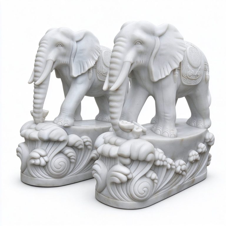 white marble elephant sculpture for sale